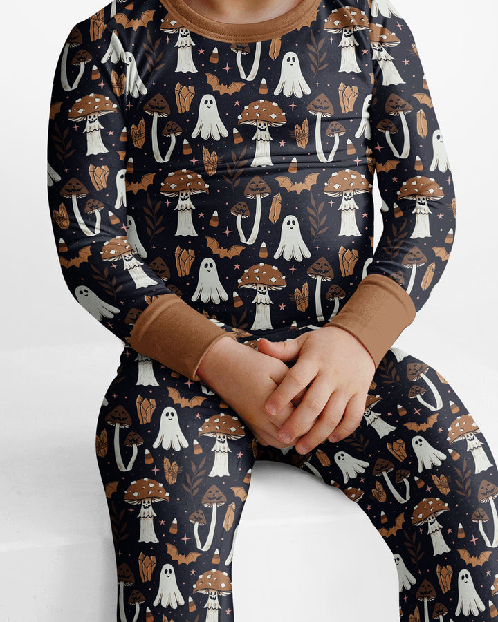 Retro Halloween Whimsy Bamboo Two Piece Long Sleeve Pajama Set