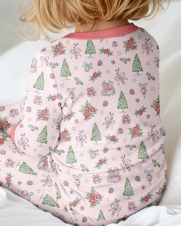 Watercolor Pink Christmas Holidays Christmas Tree Gifts Candy Cane Bamboo Convertible Zippy
