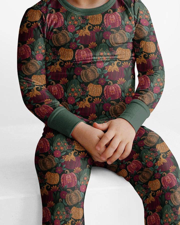 Velvet Pumpkins Bamboo Two Piece Long Sleeve Pajama Set