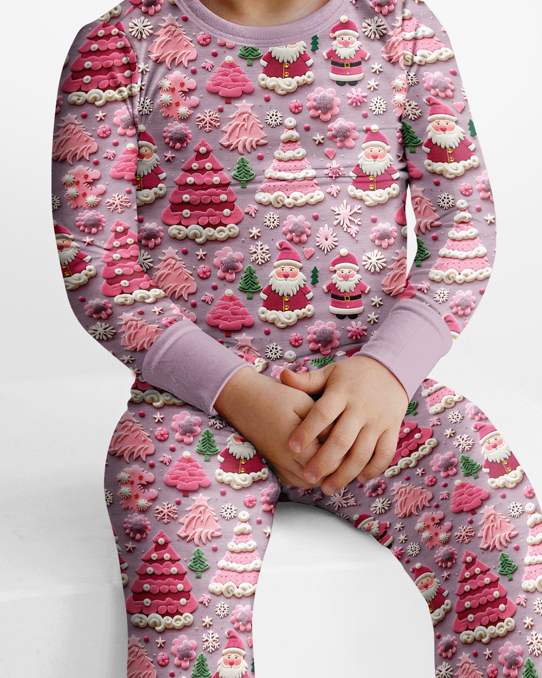 Pink Snowmen Bamboo Two Piece Long Sleeve Pajama Set
