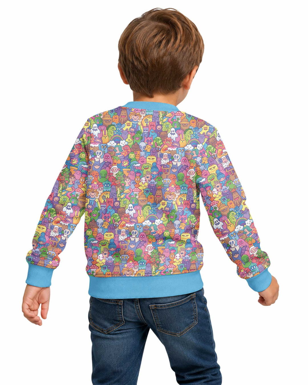 Doodle Characters Pastel Bamboo Crewneck Sweatshirt