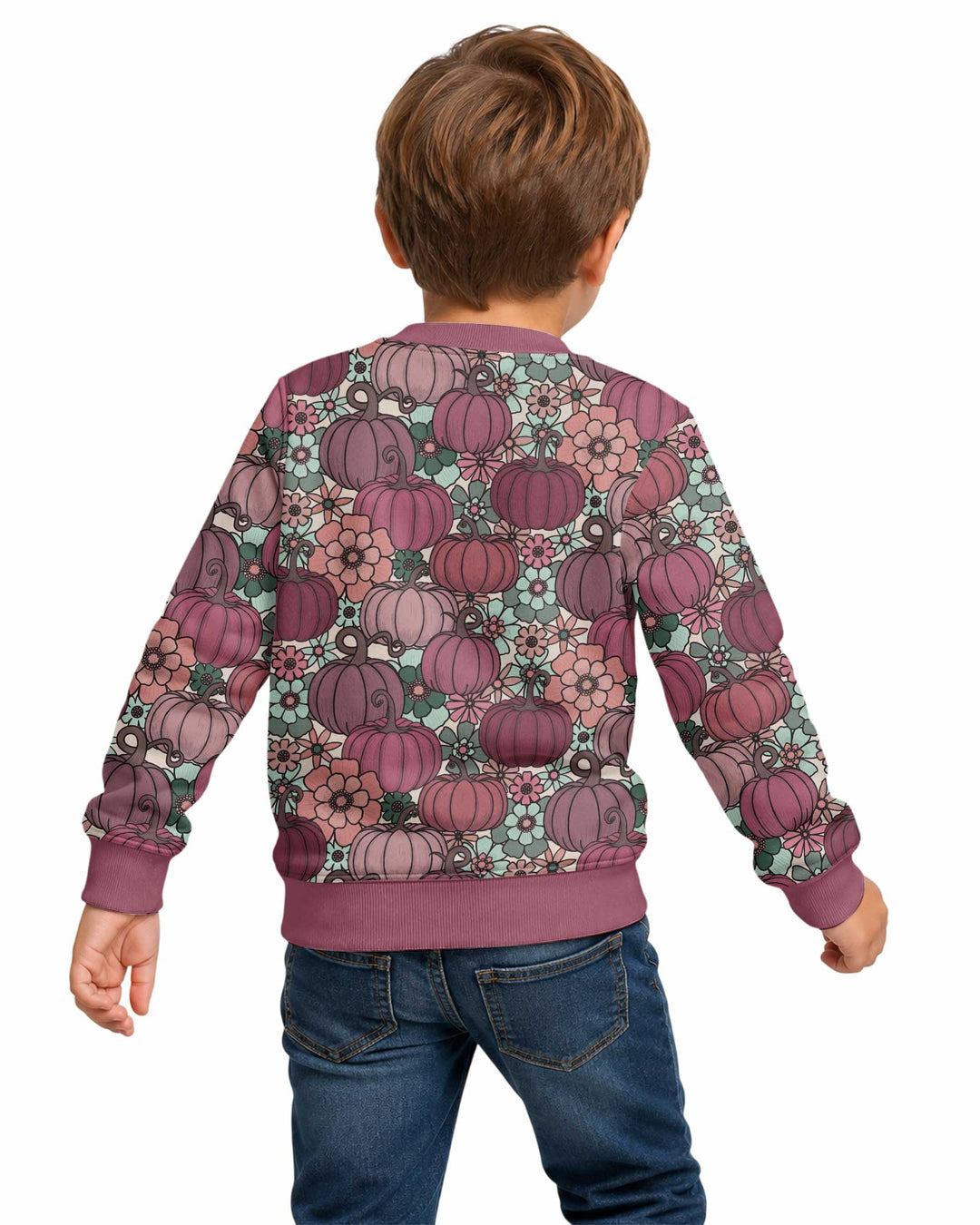 Retro Floral Pumpkin Patch Bamboo Crewneck Sweatshirt