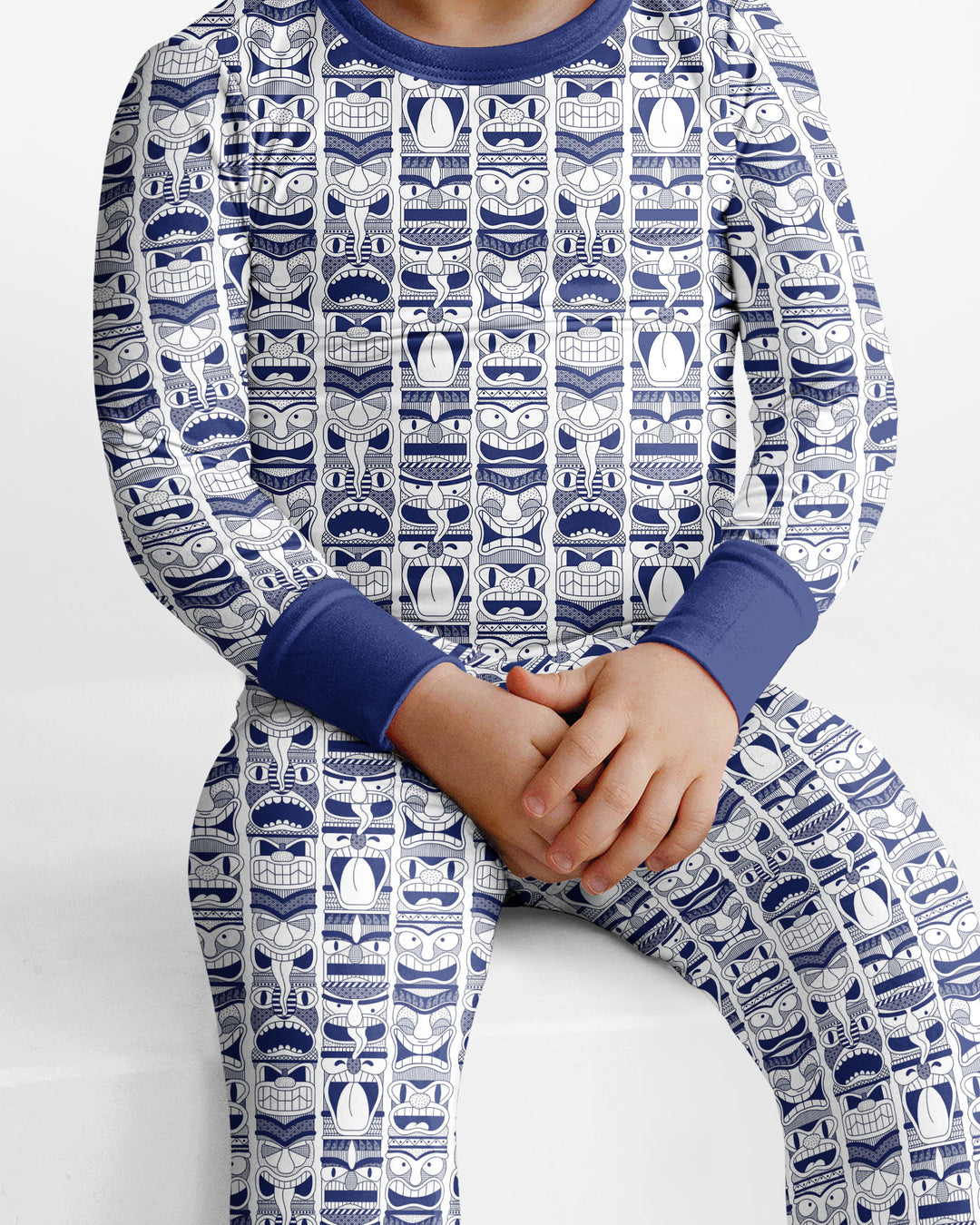 Friendly Totem Pole Figures Bamboo Two Piece Long Sleeve Pajama Set