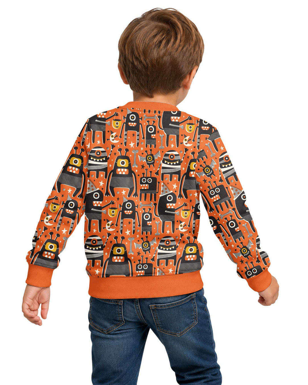 Mid Century Halloween Monster Toss Bamboo Crewneck Sweatshirt