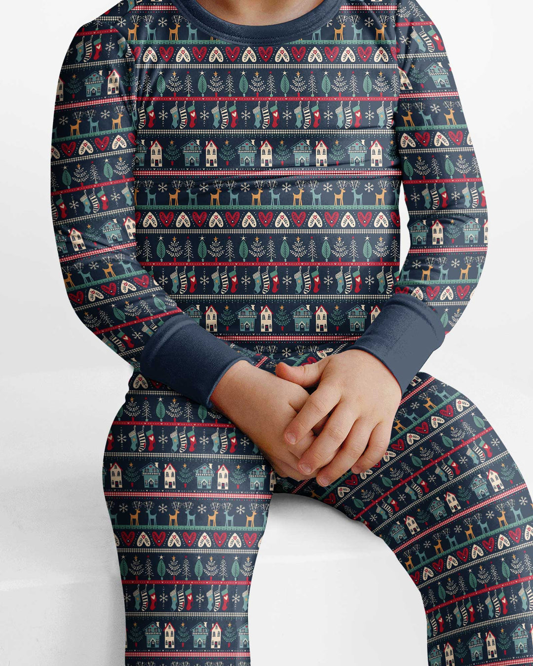 Vintage Nordic Christmas Bamboo Two Piece Long Sleeve Pajama Set