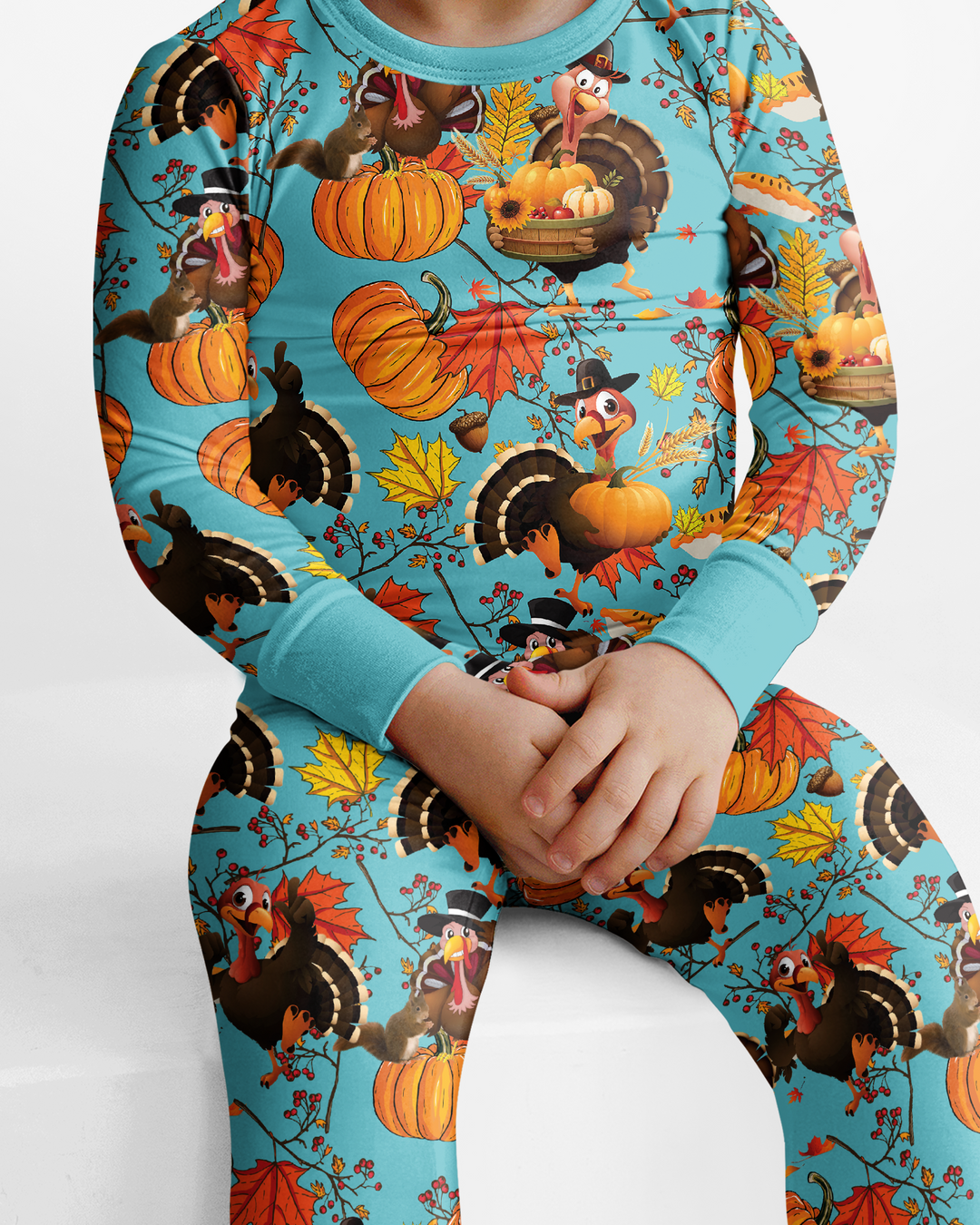 Autumn Turkey Chicken Bamboo Two Piece Long Sleeve Pajama Set