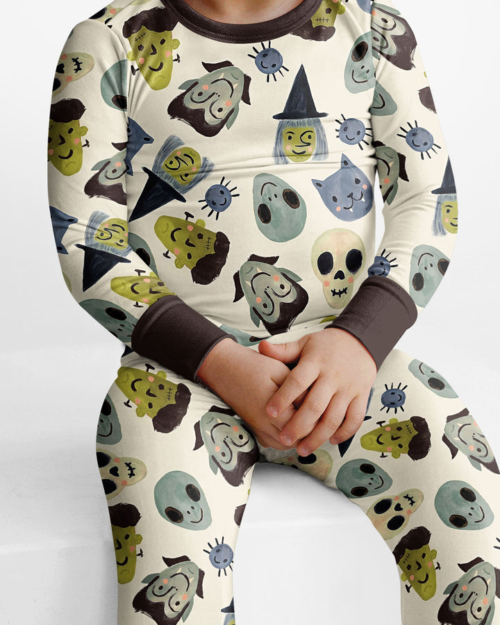 Halloween Face Bamboo Two Piece Long Sleeve Pyjamas Set