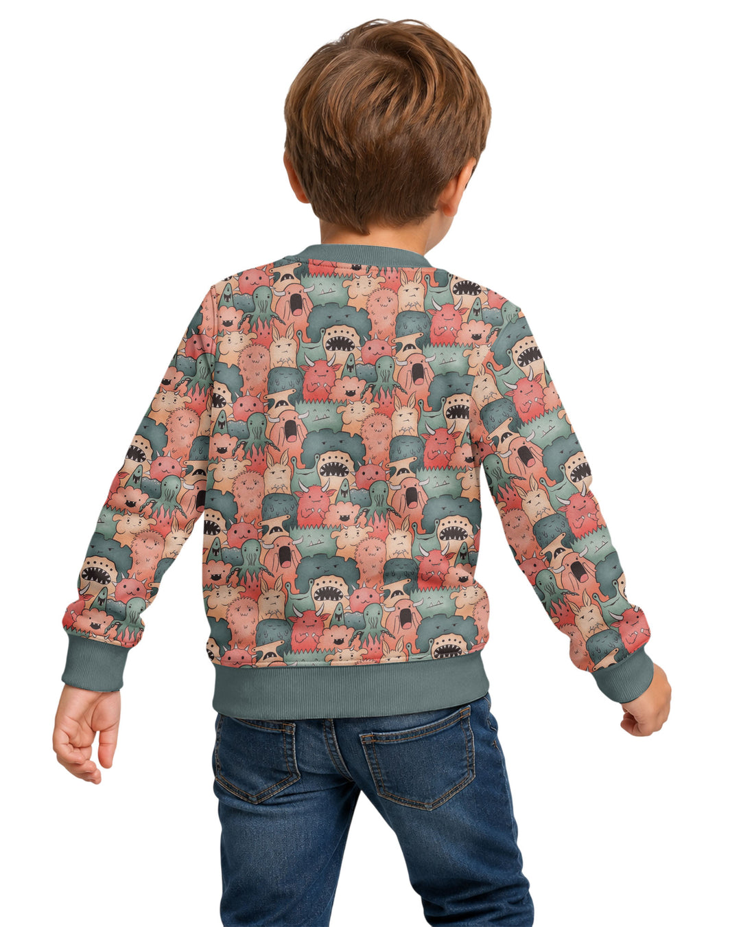 Cute Monster Crowd Bamboo Crewneck Sweatshirt