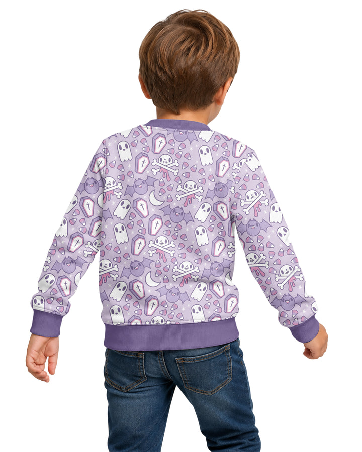 Cute Ghost Halloween Pastel Purple Spooky Bamboo Crewneck Sweatshirt