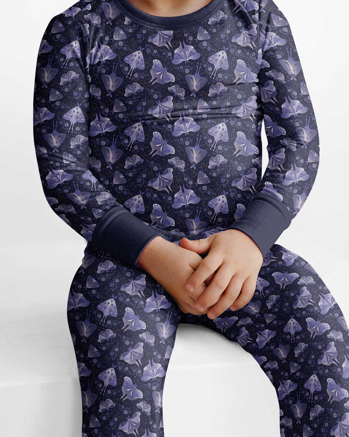 Very Peri Moths Bamboo Two Piece Long Sleeve Pajama Set