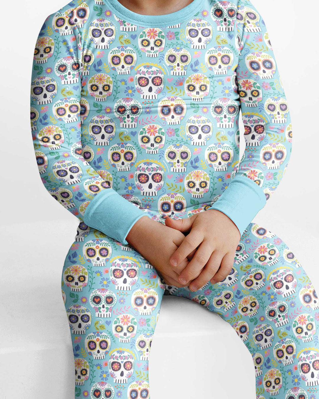 Floral Skull Bamboo Two Piece Long Sleeve Pajama Set