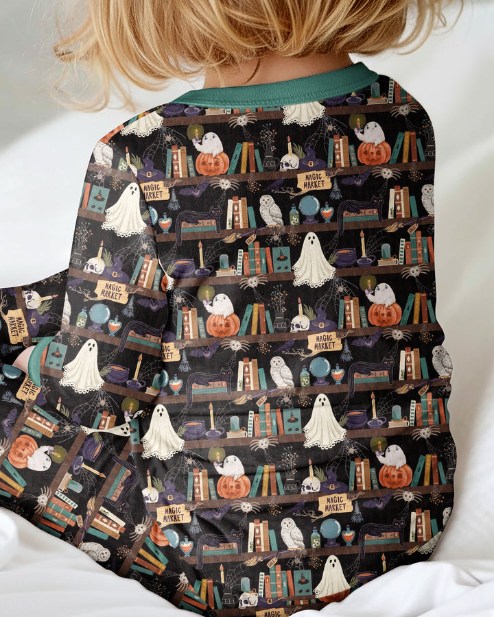 Cute Ghost Witchy Halloween Magic Library Bamboo Convertible Zippy