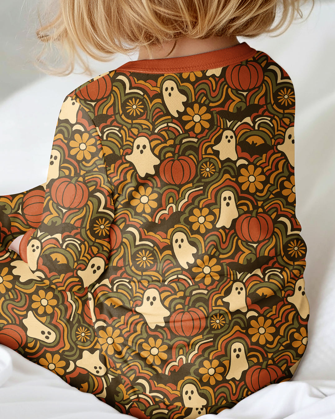 Retro Halloween Ghost Pumpkin Floral Bamboo Convertible Zippy