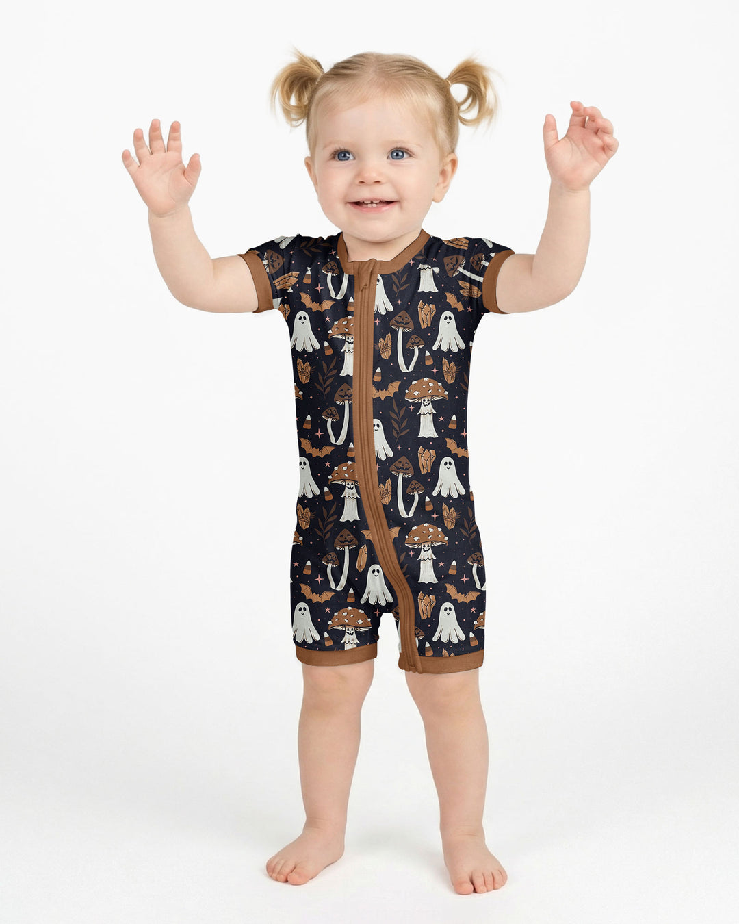 Retro Halloween Whimsy Bamboo Shorty Zippy