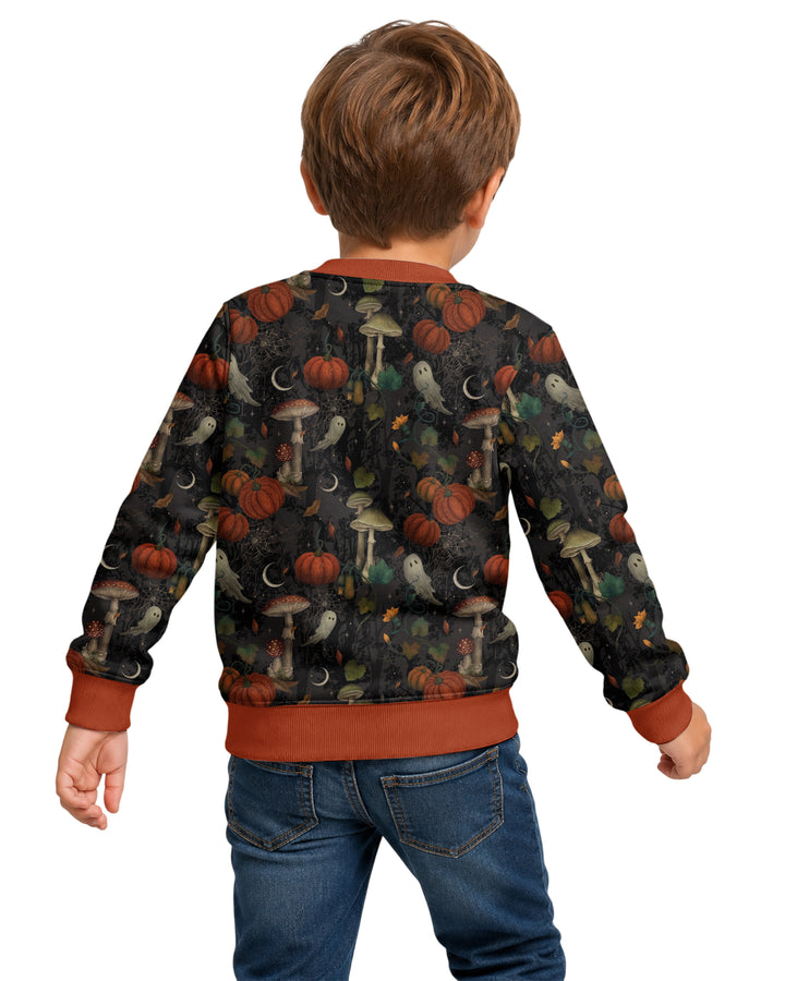 Spooky Cute Ghost Pumpkin Mushroom Halloween Bamboo Crewneck Sweatshirt