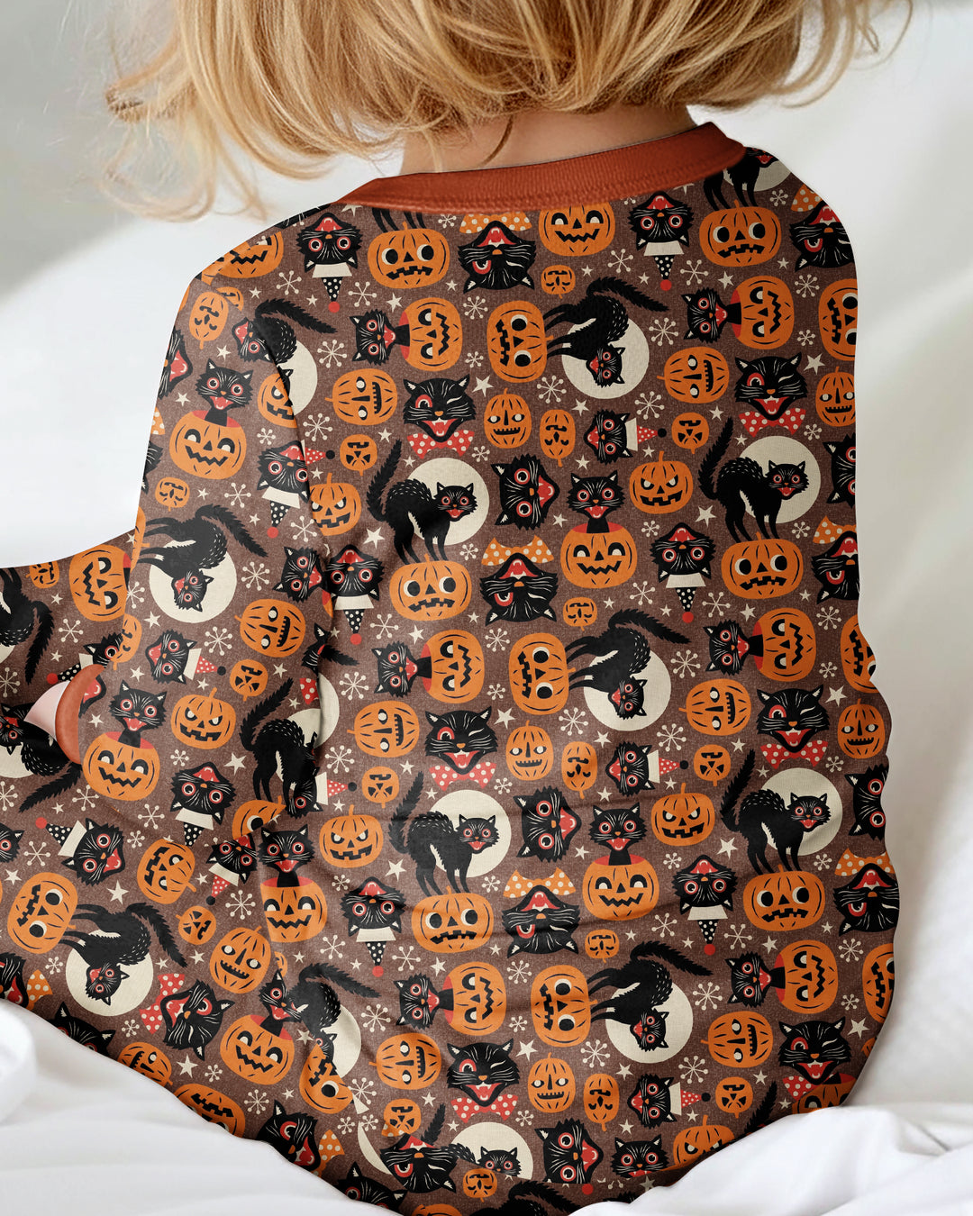 Vintage Halloween Black Cat Pumpkin Bamboo Convertible Zippy