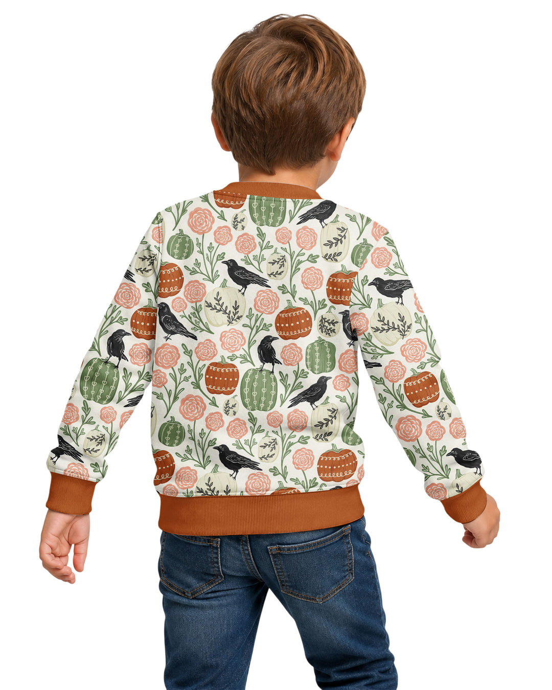 Country Crows with Mums and Pumpkins Bamboo Crewneck Sweatshirt
