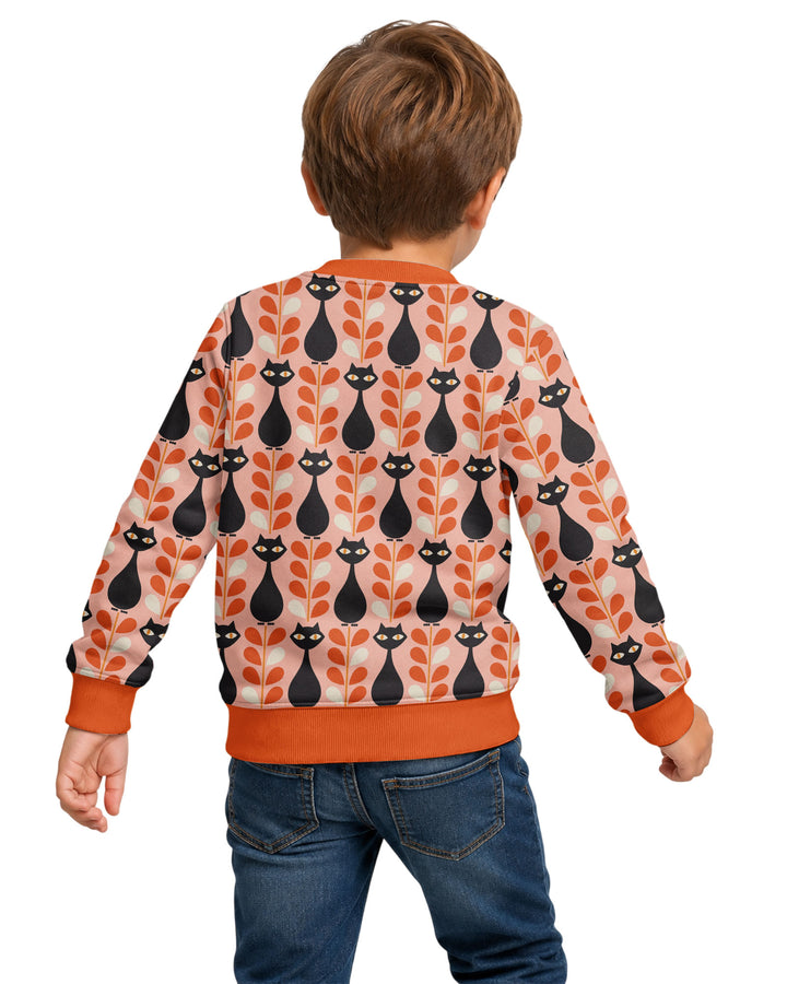 Retro Black Cat Garden Bamboo Crewneck Sweatshirt