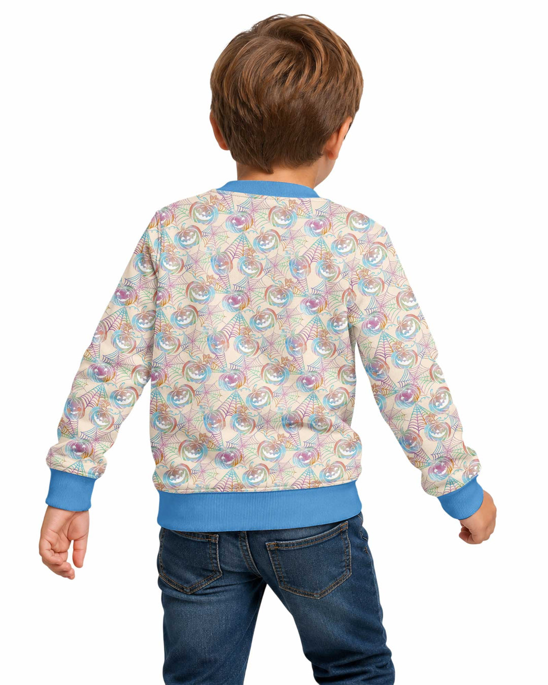 Pastel Halloween Jack O Lanterns Bamboo Crewneck Sweatshirt