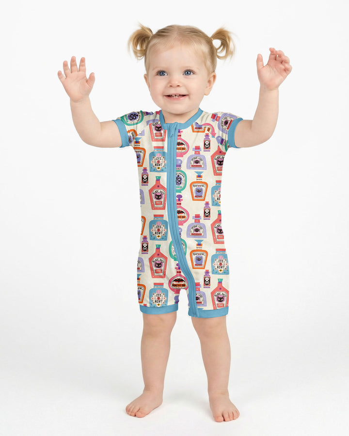 Retro Halloween Potions Bamboo Shorty Zippy