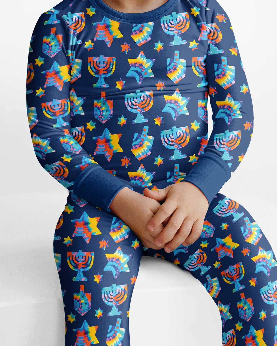 Hanukkah Tie Dye Matching Family Bamboo Two Piece Long Sleeve Pajama Set