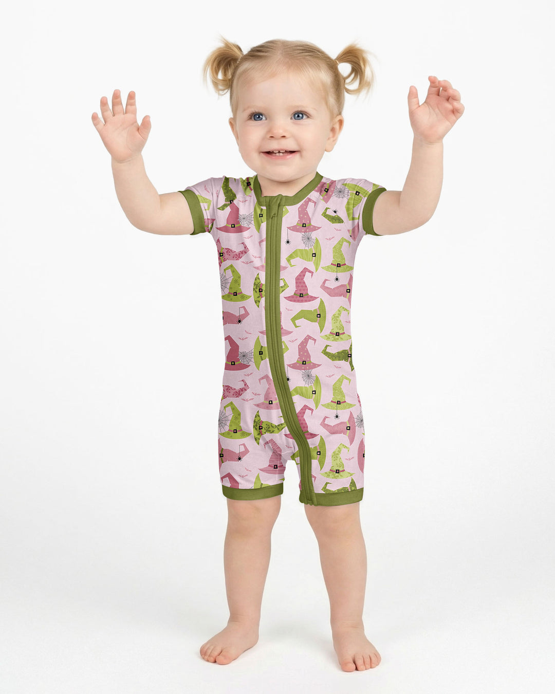 Pink Witch Hat Halloween Bamboo Shorty Zippy