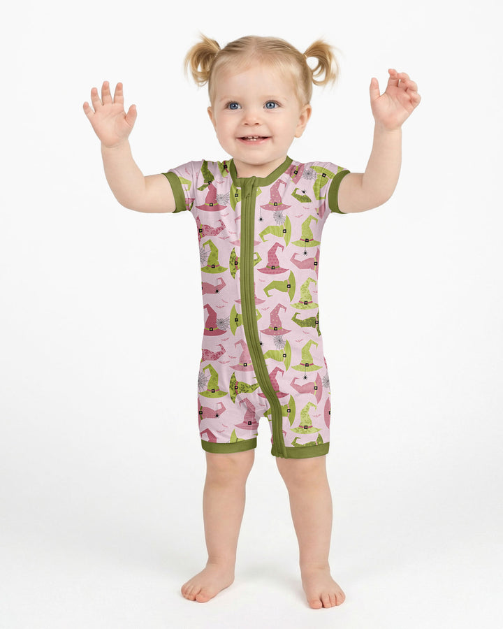 Pink Witch Hat Halloween Bamboo Shorty Zippy