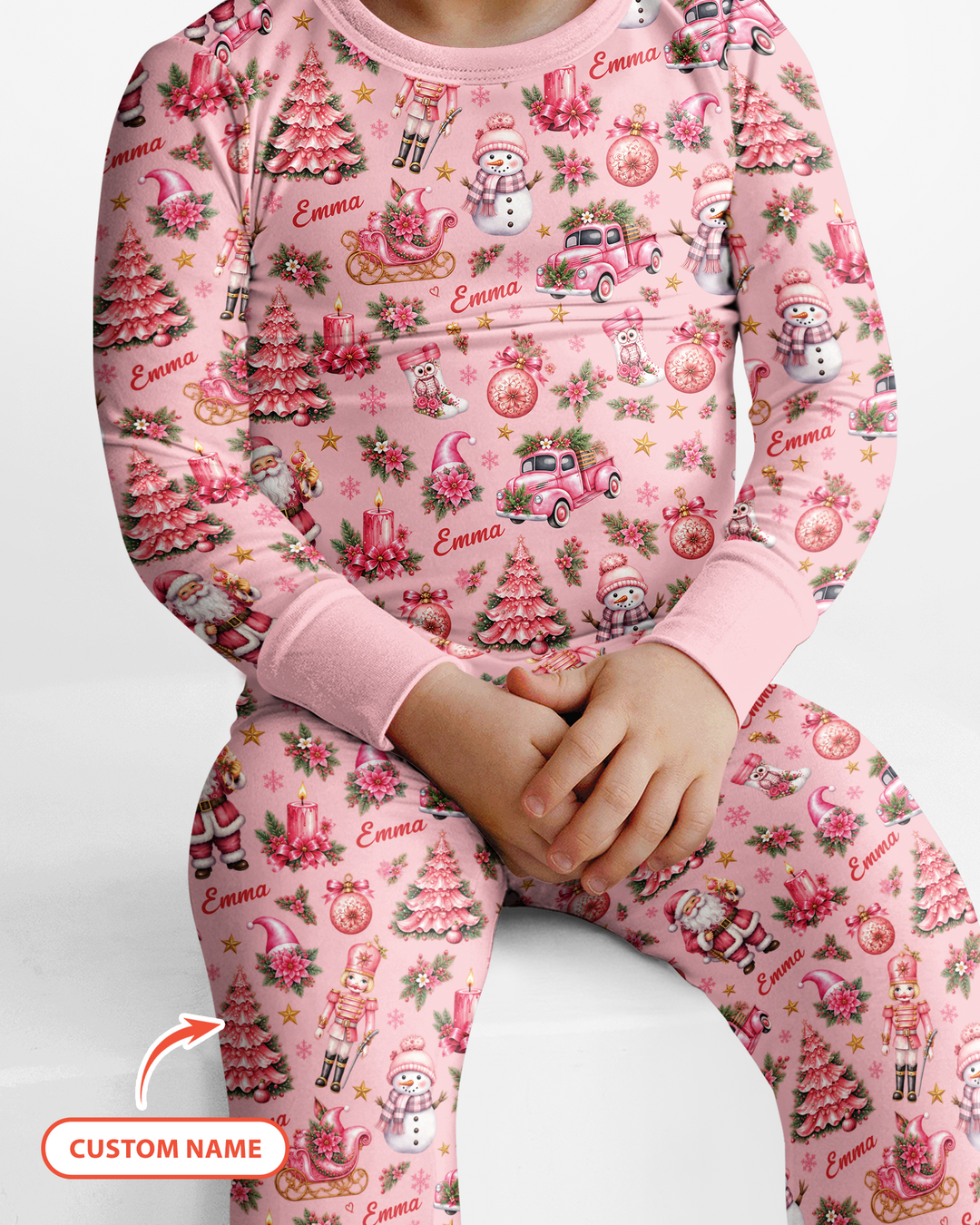 Christmas Tree Pinky Bamboo Two Piece Long Sleeve Pajama Set