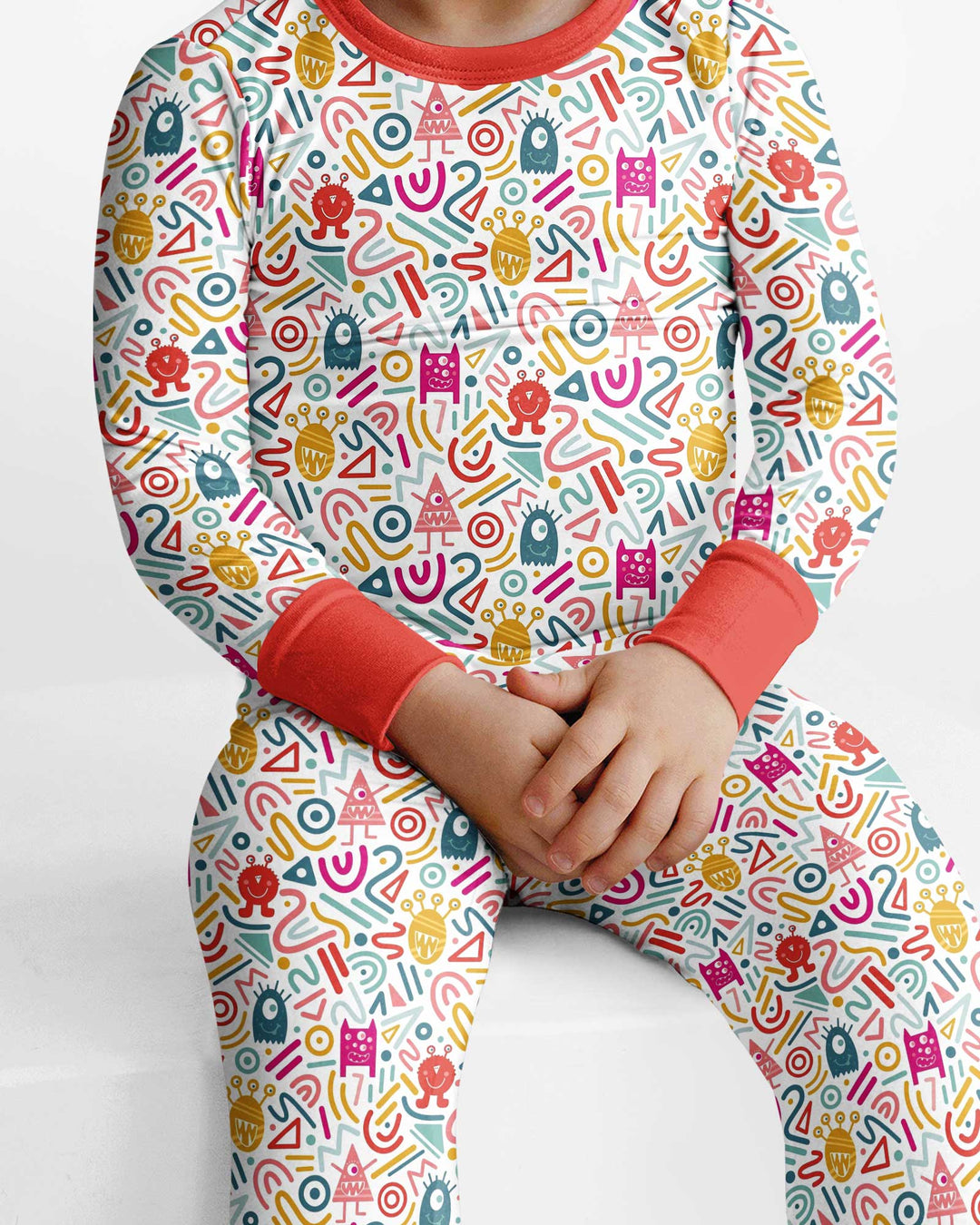 Rainbow Monster Party Bamboo Two Piece Long Sleeve Pajama Set