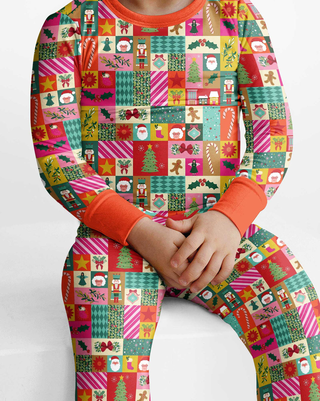 Maximalist Christmas Collage Bamboo Two Piece Long Sleeve Pajama Set