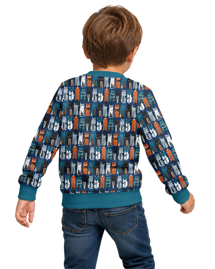 Retro Halloween Cat Bamboo Crewneck Sweatshirt