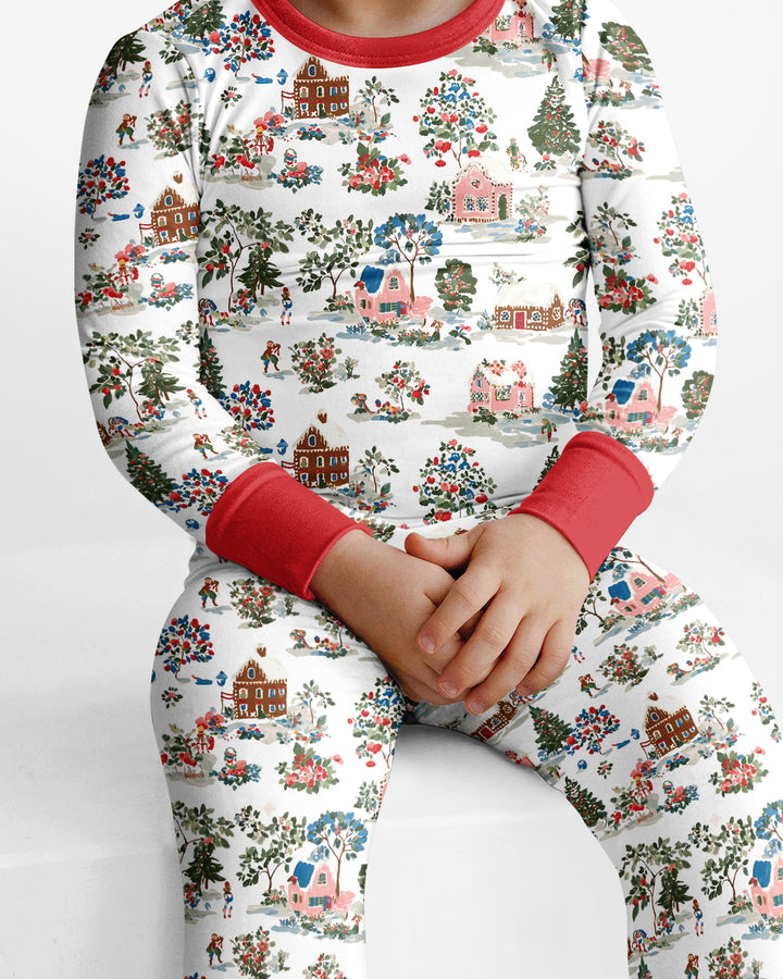 Christmas Village Winter Holiday Bamboo Two Piece Long Sleeve Pajama Set
