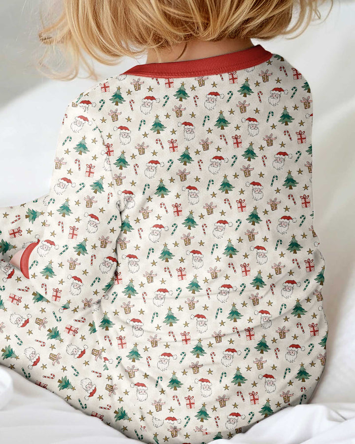 Vintage Santa Christmas Doodles Bamboo Convertible Zippy