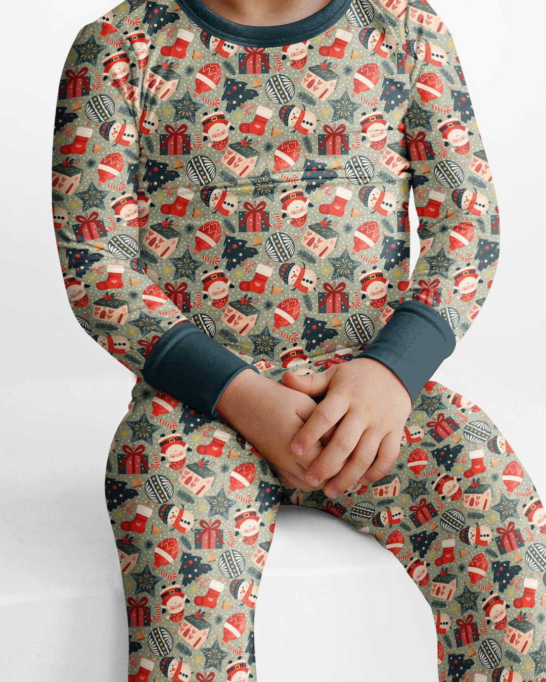 Christmas Ornaments Bamboo Two Piece Long Sleeve Pajama Set