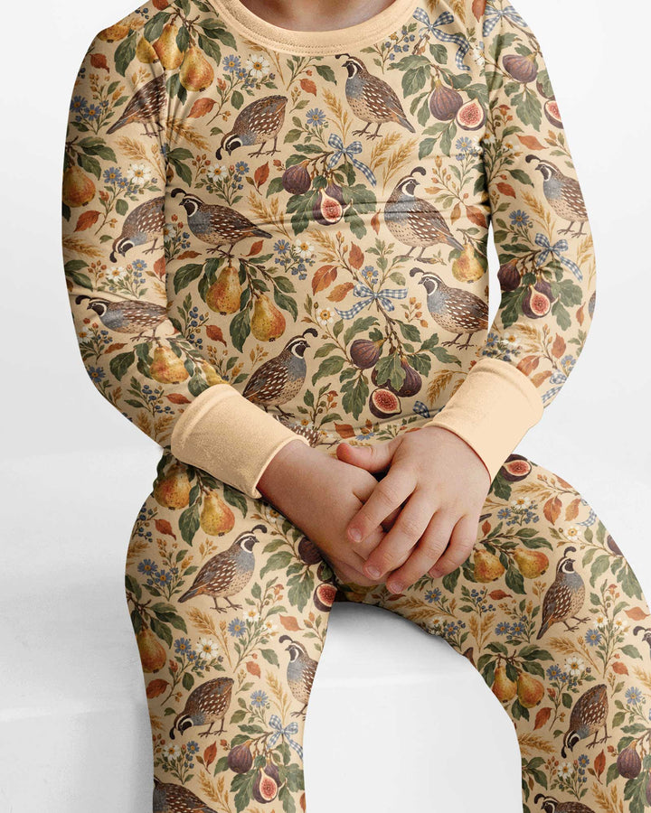 Quail & Pears Bamboo Two Piece Long Sleeve Pajama Set