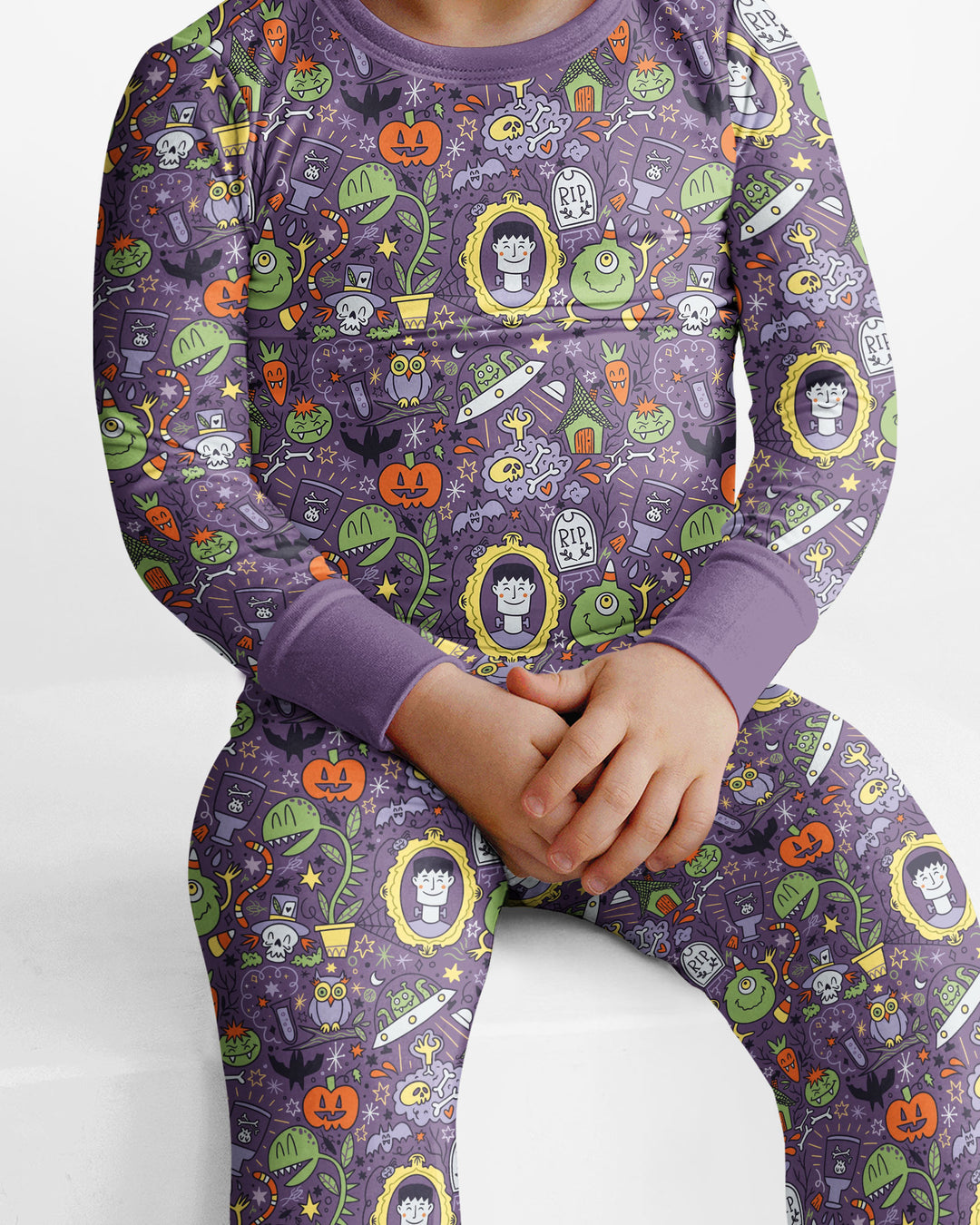Halloween Monster Fun Bamboo Two Piece Long Sleeve Pajama Set