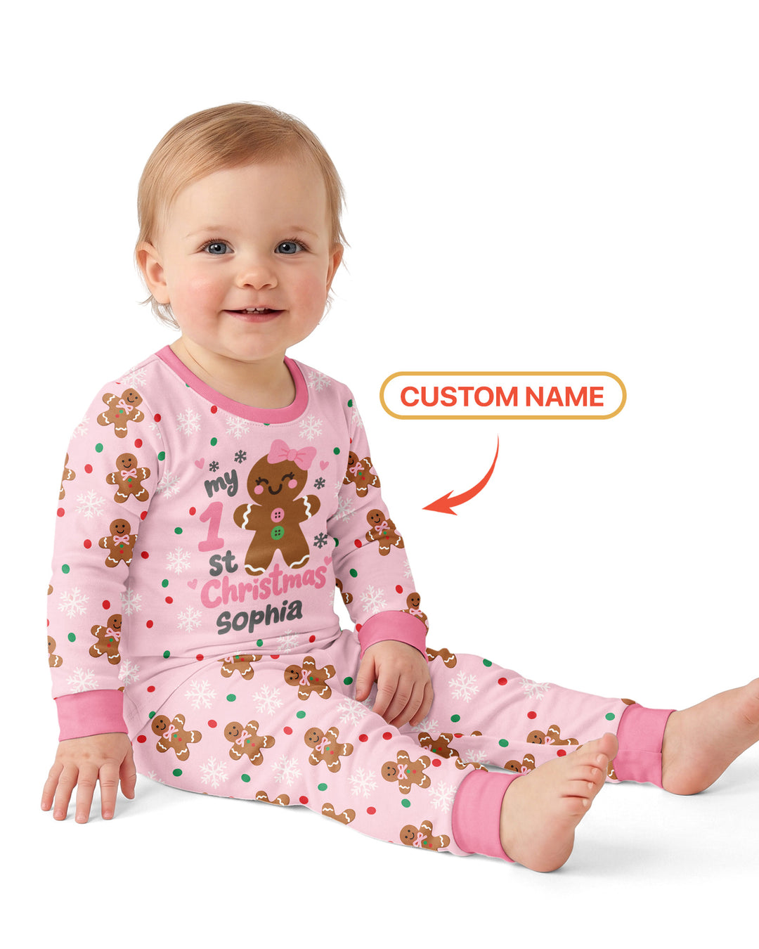 Custom Name My First Christmas  Bamboo Two Piece Long Sleeve Pajama Set