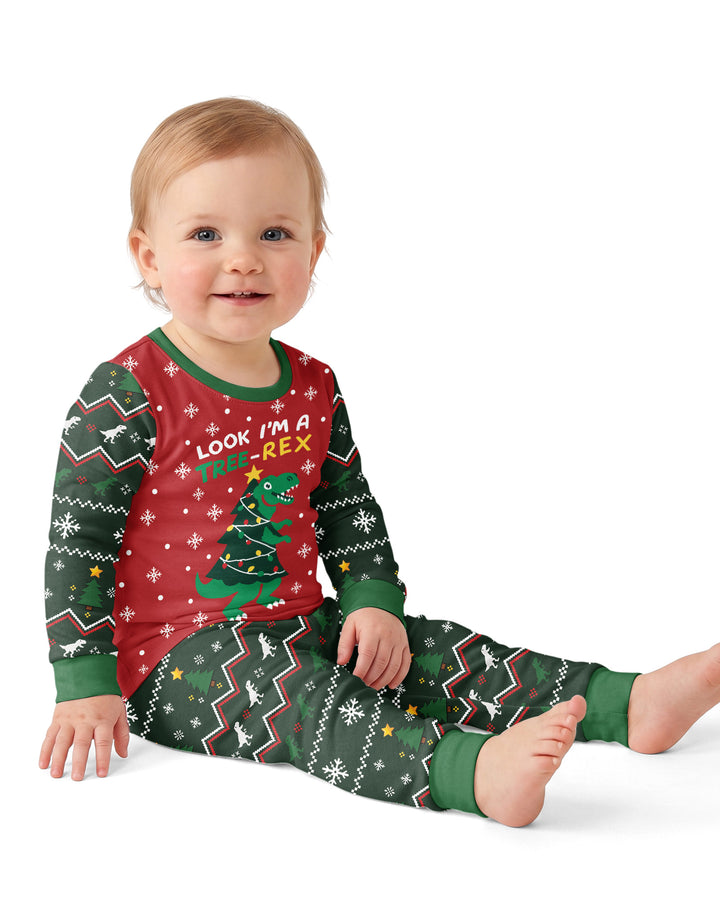 Look I'm Tree-Rex Ugly Christmas Bamboo Two Piece Long Sleeve Pajama Set
