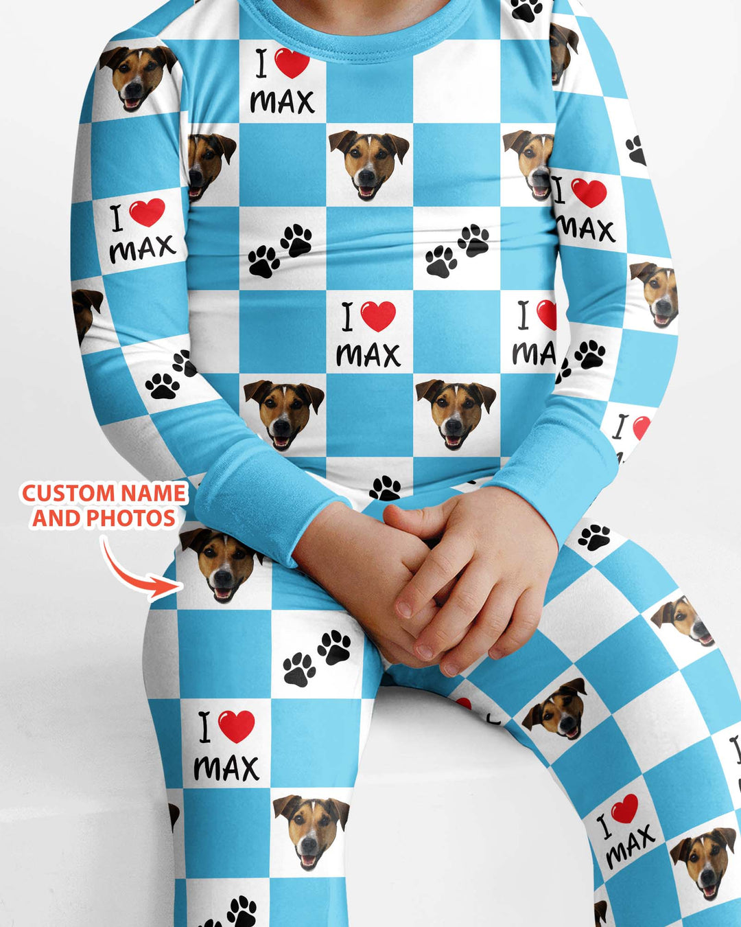 Custom Photo I Love My Best Friend Dog/ Cat Bamboo Two Piece Long Sleeve Pajama Set