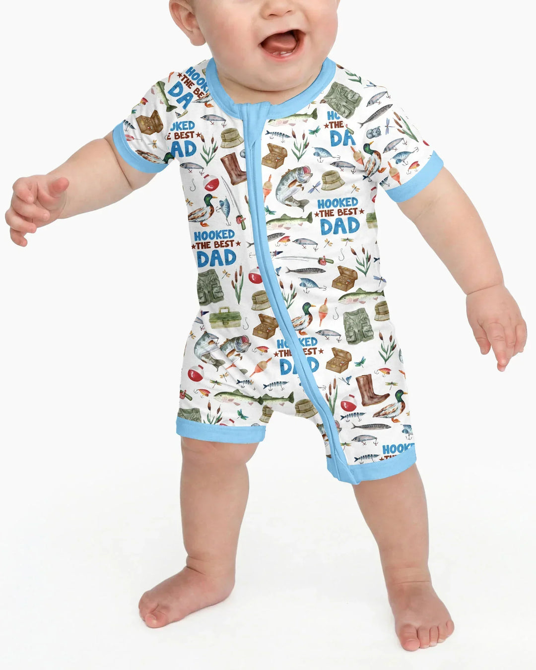 Hooked The Best Dad Daddy & Me Matching Bamboo Shorty Zippy