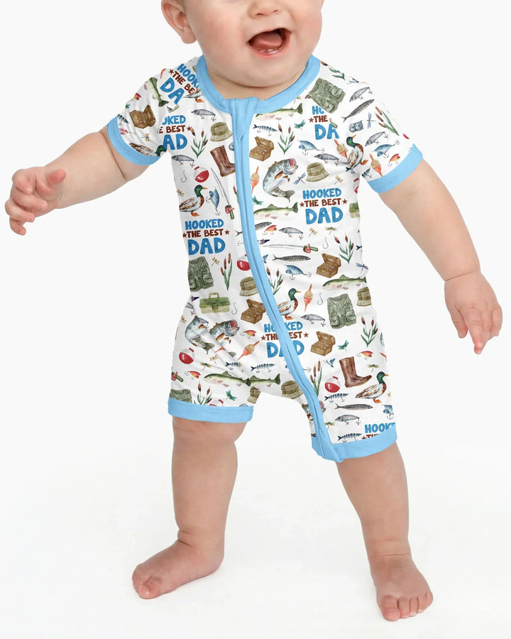 Hooked The Best Dad Daddy & Me Matching Bamboo Shorty Zippy