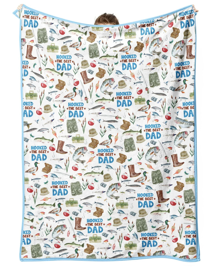 Hooked The Best Dad Daddy & Me Matching Bamboo Blanket
