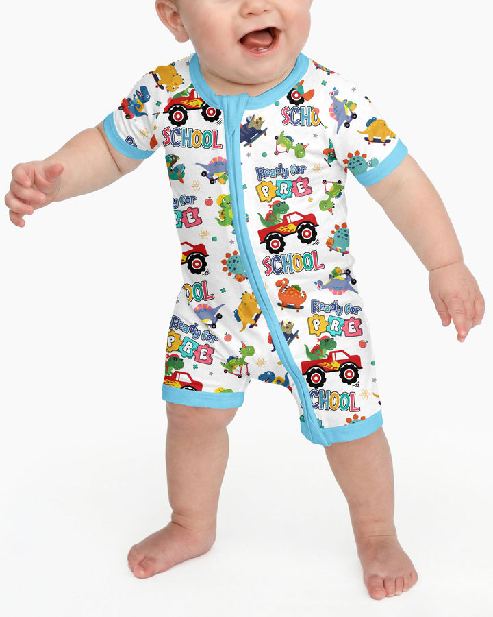 First Day of Preschool T-Rex Bamboo Shorty Zippy