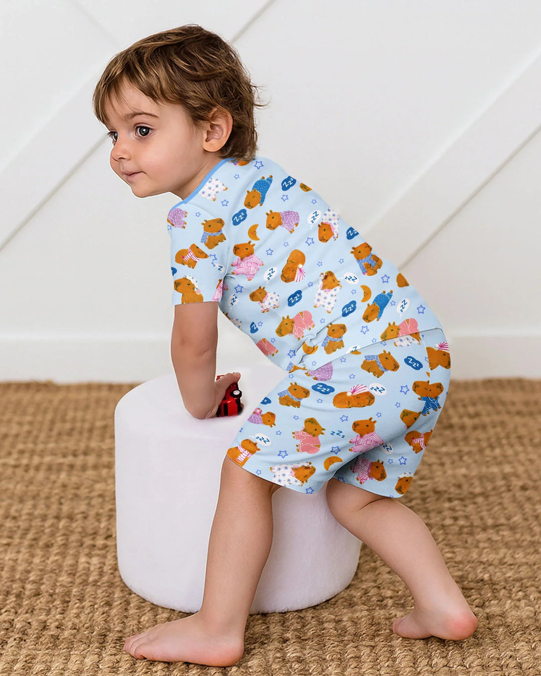 Capyjama Family Matching Bamboo Two Piece Short Sleeve Shorts Pajama Set
