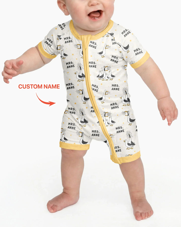 Custom Funny Seagulls Teacher Bamboo Shorty Zippy