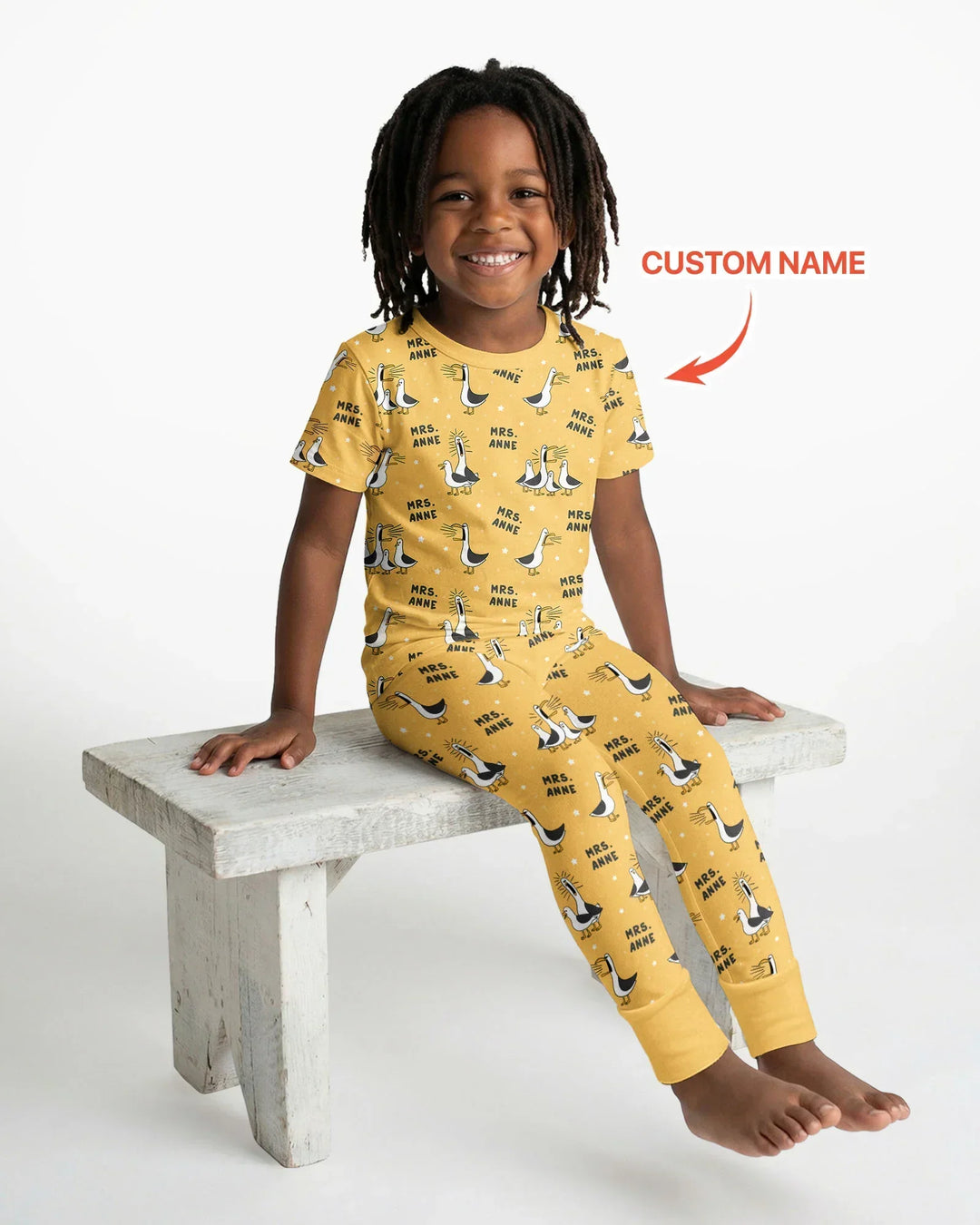 Custom Funny Seagulls Teacher Bamboo Two Piece Short Sleeve Pajama Set