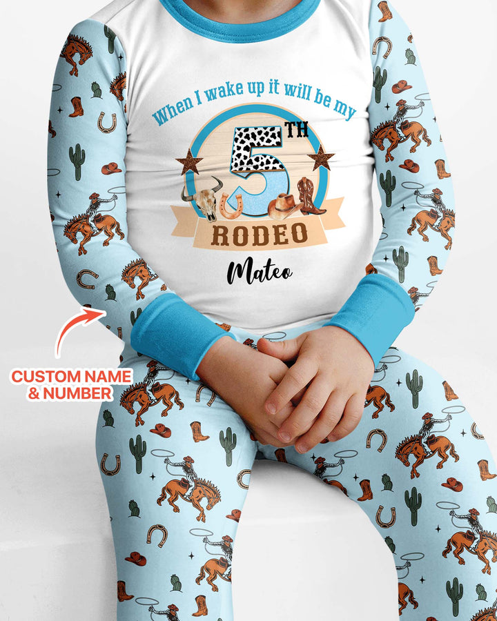 Personalized Birthday When I Wake Up It Will Be Rodeo Bamboo Two Piece Long Sleeve Pajama Set