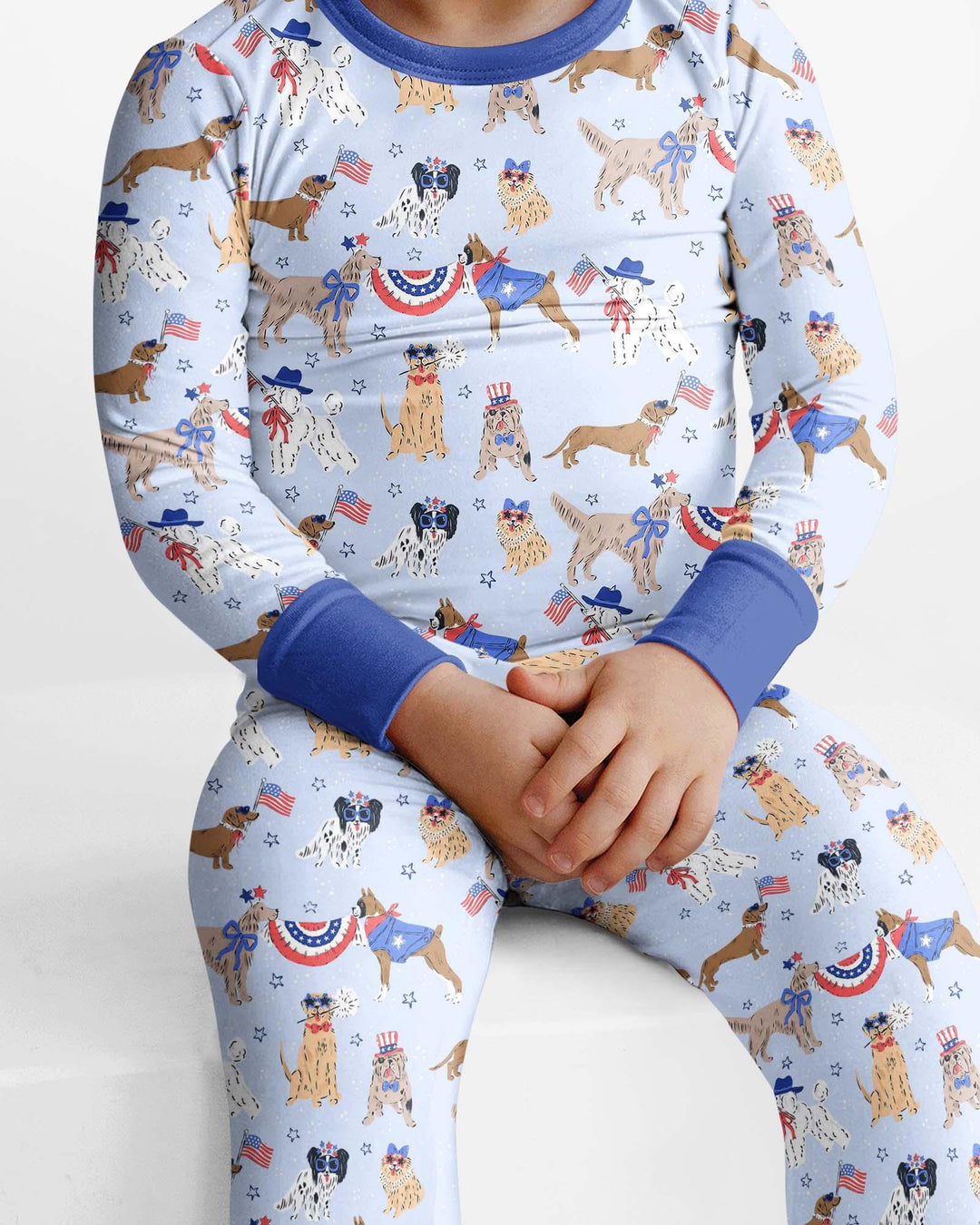 Patriotic Pups Family Matching Bamboo Two Piece Long Sleeve Pajama Set