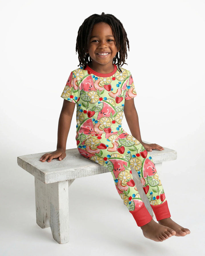 Sweet Summer Fruits Family Matching Bamboo Two Piece Short Sleeve Pajama Set