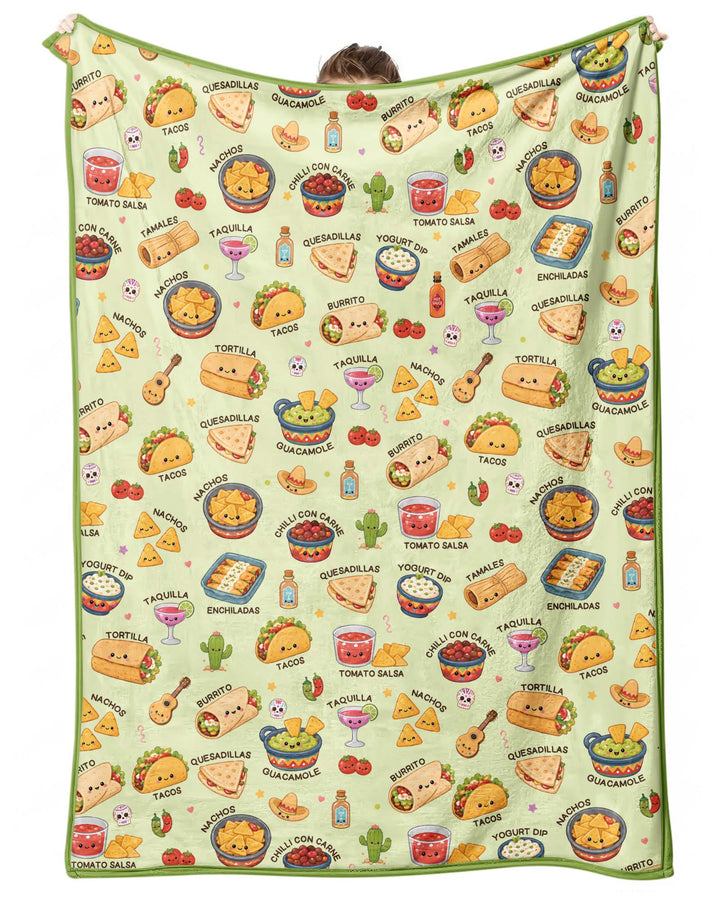 Kawaii Mexican Food Bamboo Blanket